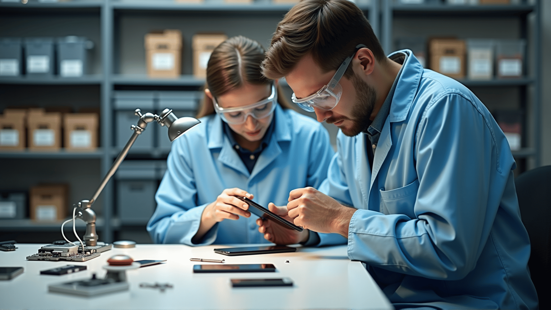 Phone repair technician at work